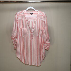 Torrid Harper Chambray Fit Pullover 3 4 Sleeve Blouse 3X